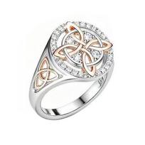 Women Finger Ring Witch Knot Design Two-tone Ring Women Spiritual Comfort Negative Energy Protective Ring US 6 rožinio aukso spalvos