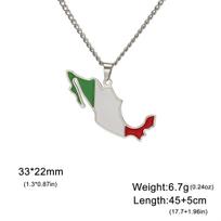 Drip Oil Mexico Map Necklace For Women Stainless Steel Gold Silver Color Charm Fashion Mexican Flag Pendant Jewelry Gift