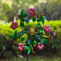 Iron Windmill Outdoor Garden Villa Metal Ground Plug Crafts Flower Insert Decoration Ornament 87cmx35cm