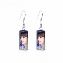 1pair BTS member Photo Rectangle Dangle Earrings, Kpop Bantang Boys Charm Hook Earrings, ARMY Fans Jewelry Accessory 1