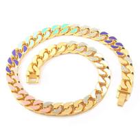 Rap, hip-hop, and streetwear-inspired enamel cuban link chain with multicolor diamond accents
