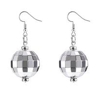 Stylish Retro Disco Ball Pendant Earrings - Exquisite, Creative, Festival Party Gift Jewelry gray