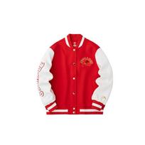 Anta Dragon Year Series Single-Breasted Long Sleeve Warm Round Neck Baseball Jacket Women jackets Deep-Red 162418708S-2 XL