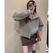 Fashion Elegant Loose Turtleneck Women's Sweater 2025 Korean Style Vintage Cardigan Knitted Jackets Winter Casual Thickened Knitwear Top Clothing one size pilka spalva