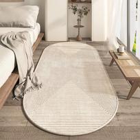 Modern Simple Curve Geometric Carpet Light Beige Loop Pile Material Bedroom Living Room Non-Slip Floor Mat Home Decor 60X90CM(2X5.3FT