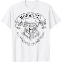 Harry Potter Simple Hogwarts Crest Outline T-Shirt S balta