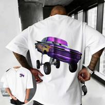 202526 Summer Disney Cars Lightning McQueen Cartoon Pattern 100 Cotton Printed Tshirt Comfortable Breathable Mens Clothing S gray