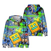 Fashion Geometry Dash Printed Hoodies Casual Long Sleeve Unisex Pullovers Streetwear Funny Clothes XS