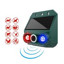 Solar Motion Sensor Alarm Animal Repeller with Strobe Light 129dB Siren 4 Modes IP55 Waterproof Security Device for Yard Farm Garden Outdoor Security