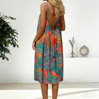 Women's Casual, Fashionable And Retro Printed Dress L armijos žalia spalva