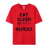 Eat Sleep Fish Repeat Tshirt Top Tshirts Short Sleeve Leisure Plain Men Tops Shirt Premium Cotton 3D Printing S