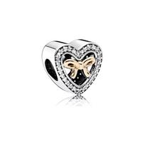 Pandora Butterfly Heart Charm Pendant Unisex Jewelry Silver 791875CZ Silver,F gray