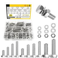 Pack of 246PCS Multiple Size Hex Bolts Nuts & Washers Set Suitable for Standard Hardware for Professional & DIY Use 1