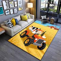 Sodybos scenos kilimas su traktoriaus, gyvūnų, kviečių lauko ir tvarto dizainu. Tinka naudoti kaip neslystantis kilimėlis svetainės, miegamojo sofoms. 80x120cm( 31x47in) white