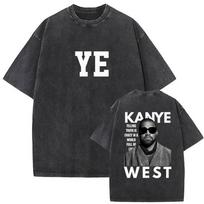 Reperio Kanye West YE Turo 2026 M. Vintage Išplauti Marškinėliai Vyriški Hip Hop Gotikinės Mados Per dideli Medvilniniai Marškinėliai Unisex Gatvės Drabužiai S įvairiaspalvis