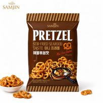 SAMJIN Mini Pretzel Biscuits 70g Seafood Flavor | Crispy Crunchy Texture, Savory Seafood Flavor, Convenient Snack seafood flavor