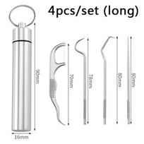Nerūdijančio plieno dantų krapštukų rinkinys Dantų siūlas Daugkartiniai dantų krapštukai Nešiojami dantų krapštukų siūlai Dantų valiklis Burnos valymas 4pcs sidabras