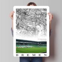 Werder Bremen Stadium Poster Map Metal Sign Things for Room Design Custom Tin Plaques for Wall Art Decoration Vintage Interior 7.9x11.8In(20x30cm)