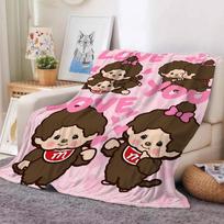 Cute Characters M-monchhichi Blanket Warm And Soft Suitable For Bedroom Living Room Sofa Bed Office Travel Camping 30x40in white