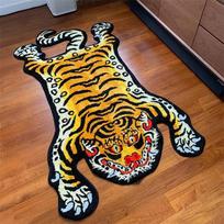 Tigro rašto kilimas, Minkštas dirbtinio kašmyro kilimas, Šiltas miegamojo lovos šoninis kilimėlis, Svetainės grindų kilimėlis, Namų dekoracija 60x100cm 24x40inch black