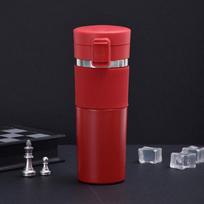 Vakuuminis 304 nerūdijančio plieno termoso puodelis, nešiojamas lauko sportinis atšokimo puodelis su silikoniniu dangteliu, apsaugantis nuo nuplikimo kavos puodelis 380ml raudona