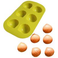 6 ertukių mini kaštonų silikoninė forma, gilės, riešutai, šokoladas, šokolado forma, „pasidaryk pats“ torto kepimo ir dekoravimo įrankiai 27x17.4x3.5cm yellow