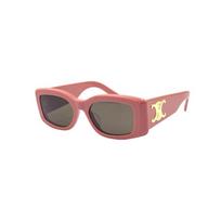 CELINE Square Sunglasses Shiny Pink/Brown Women Eyewear CL40282U-72E Brown Eyeglass Pouch