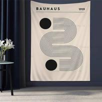 Abstract Bauhaus Style Geometric Picture Black Beige Line Colorful Tapestry Bohemian Wall Tapestries Mandala Wall Hanging Sheets 74x94cm(29x37in)