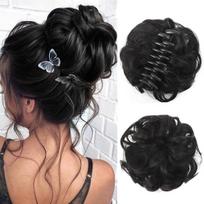 Sintetinių plaukų kuodelio žnyplės įsegamas chignon plaukų priauginimas garbanotas netvarkingas kuodelis arklio uodega plaukų priauginimai gumytė plaukų priedai moterims 1PC