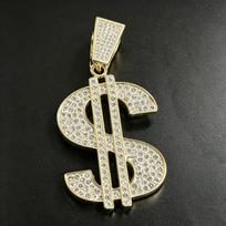 Unisex Trendy Diamond Dollar Sign Pendant Cuban Chain - European/American Hip Hop Rap Accessory DZ-007