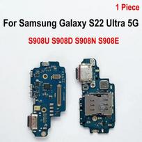 Charging Charger Port Board with Sim Card Reader for Samsung Galaxy S22 Ultra 5G S908U S908D S908N S908E Charging Board Flex gray