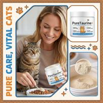 PureTaurine Plus Supplement for Cats with Taurine Vitamin E Zinc and Glycine Blend for Daily Wellness Support 100g Jar One Size
