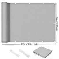 Balkono privatumo ekranas, Lauko apsaugos nuo saulės audinys, Sodo tvoros uždangalas, Buto turėklų apsauga su virvele tvirtinimui - Pilka 80x300cm/31.49x118.11" gray