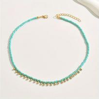 Simple Bohemian Style Water Drop Beaded Choker Clavicle Necklace for Women, Suitable for Daily Wear žalia