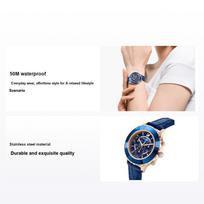 Swarovski Octea Lux Chrono Watch Quartz Movement Leather Strap Blue Dial Women watches 5563480 Regular Watch Box,Blue Dial blue