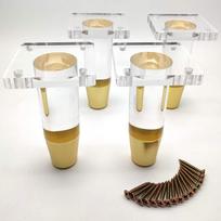 4Pcs Acrylic Furniture Legs Cabinet Feet with 5/16 Pre-Installed Hanger Bolt T-Nut Gold Replacement Legs for Table Sofa Height 8CM