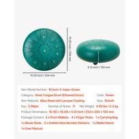 SucceBuy Steel Tongue Drum Rain Drum for Outside Garden C Major Musical Drums w/ Music Book for Yoga Beginner Musical Education blue