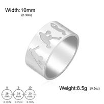 EUEAVAN Basketball Action Rings Stainless Steel Minimalist Dainty Sport Ring for Women Men High Quality Jewelry Gift Wholesale 8