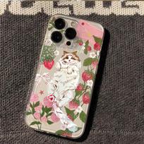 Case for Xiaomi Redmi Note 13 12 4G 11 10 14 Pro Plus 5G 12S 11S 10S Redmi 13C 12C 14C Korean Painted Cat Strawberry Clear Cover Redmi Note 12S black