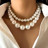 IngeSight.Z Elegant 2pcs/set Imitation Pearl Beaded Choker Necklaces Collar for Women 2026 Wedding Bridal Party Jewelry Gift