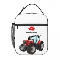 Massey Ferguson Traktorius Raudonas Traktorius Izoliuotas Pietų Krepšys Moterims Vaikams Nešiojamos Maisto Dėžutės Termosinė Pietų Dėžutė Tote One Size black