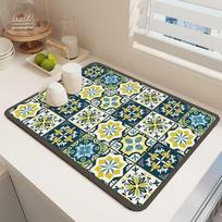 Vintage American Floral Diatomite Kitchen Mat, Heat Resistant Quick Dry Water Drainer Pad Anti-scald Stain Resistant Easy Clean Dish Countertop Mat 30*40cm