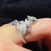Vintage Dark Dragon Opening Rings for Men Women Cute Animal copper Color Metal Punk Fashion Finger Ring Fashion Zircon Party