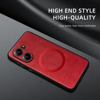For POCO X7 X7 Pro Fine Hole PU Cow Pattern Leather Outer Magnetic Ring Soft Edge Anti-Drop Anti-Fingerprint Phone Case For POCO X7 raudona