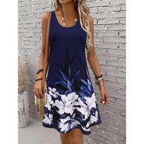 Women's Floral 3D Print Sleeveless Dress Vintage Flare Flower Dresses Woman Summer Oversized Female Clothing Y2k Ladies Clothes S