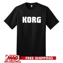 KORG JUODI T-SHIRT Logotipas Juodas Marškinėlis Tee Sintezatorius Synth Edm Dj Muzikos Prodiuseris Unisex T-Shirt XL black