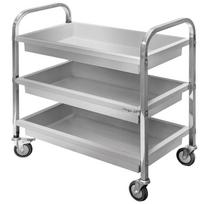 Stainless steel 3-shelf deep Mega-M serving trolley W-95 cm D-50 cm H-95 cm N