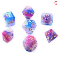 7pcs/set Polyhedral 7-Dice Two-Tone Swirl-DND Dice Set for RPG/MTG D4 D6 D8 D10 D% D12 D20 Dice Games Family Party Board Games beige