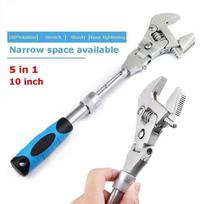 Multifunction 5 In1 Torque Wrench 10 Inch Adjustable Ratchet Wrench 180 Degree Folding Spanner Household Maintenance Manual Tool LS