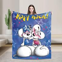 Mielas Diddl Labai Šilta Antklodė Mergaitėms Berniukams Pliušinė Mėtoma Antklodė Juokinga Lauko Flanelinė Patalynė Sofos Lovo Dangalas 75x90cm blue